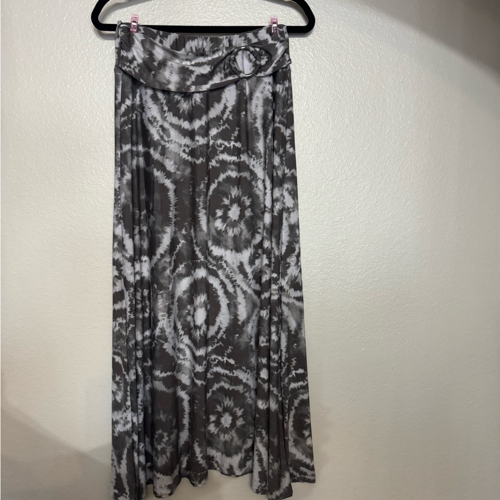 Robert Louis Gray Tie-Dye Skirt with Belt